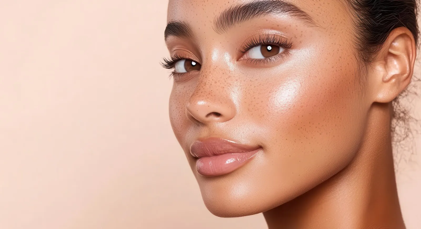 beautiful confident woman with plump hydrated skin