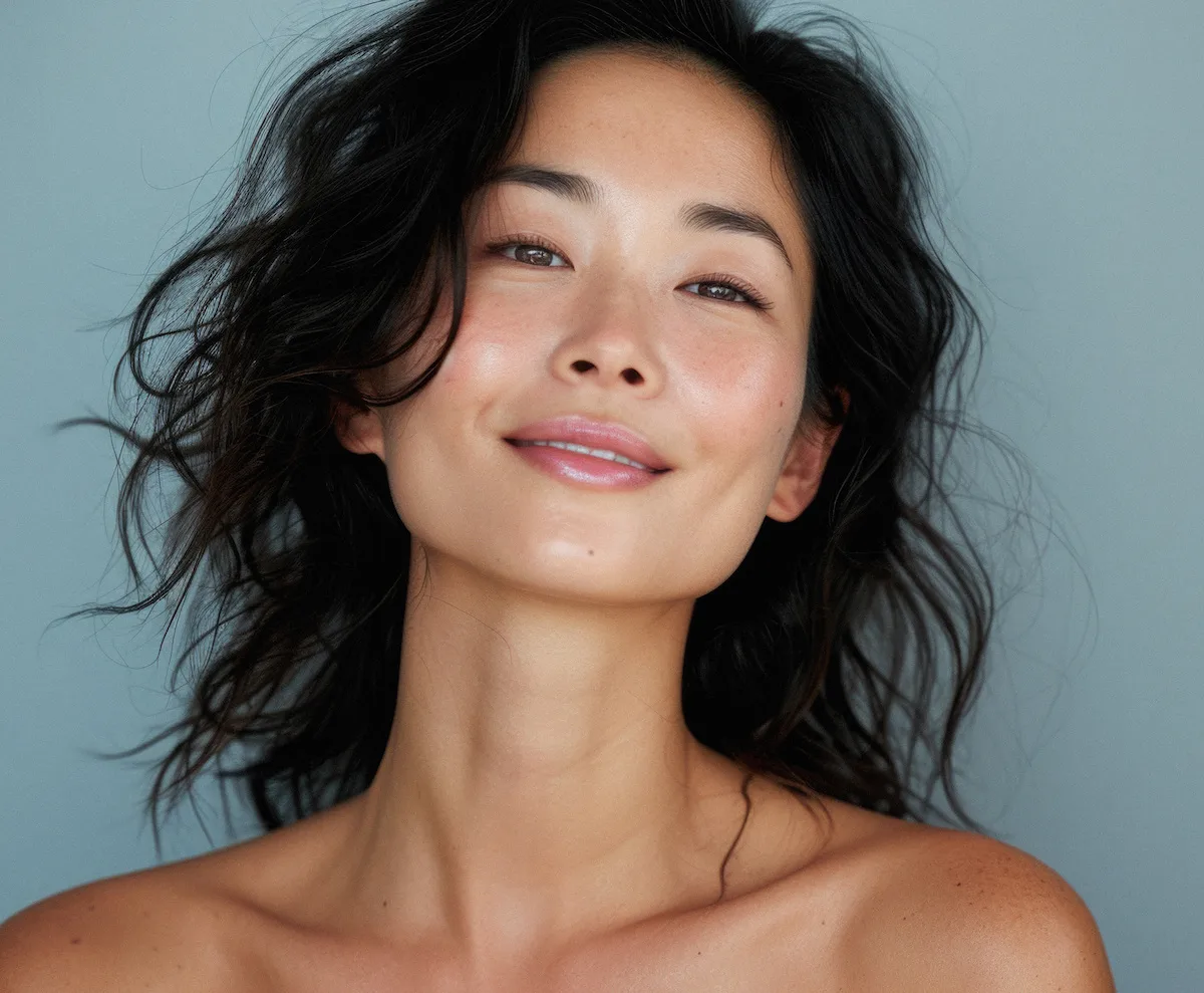 confident woman with flawless skin