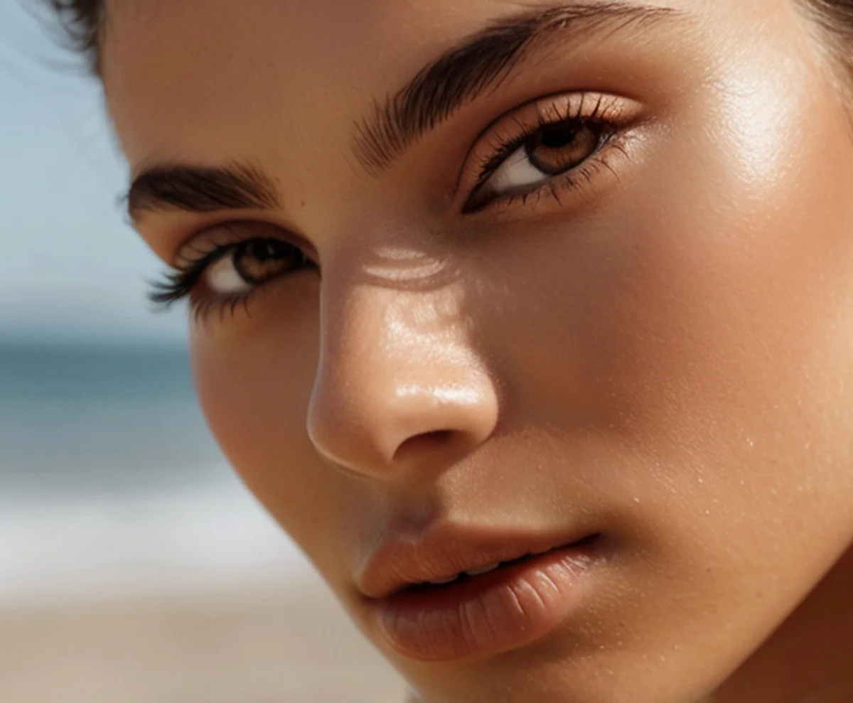 confident woman with glowy skin