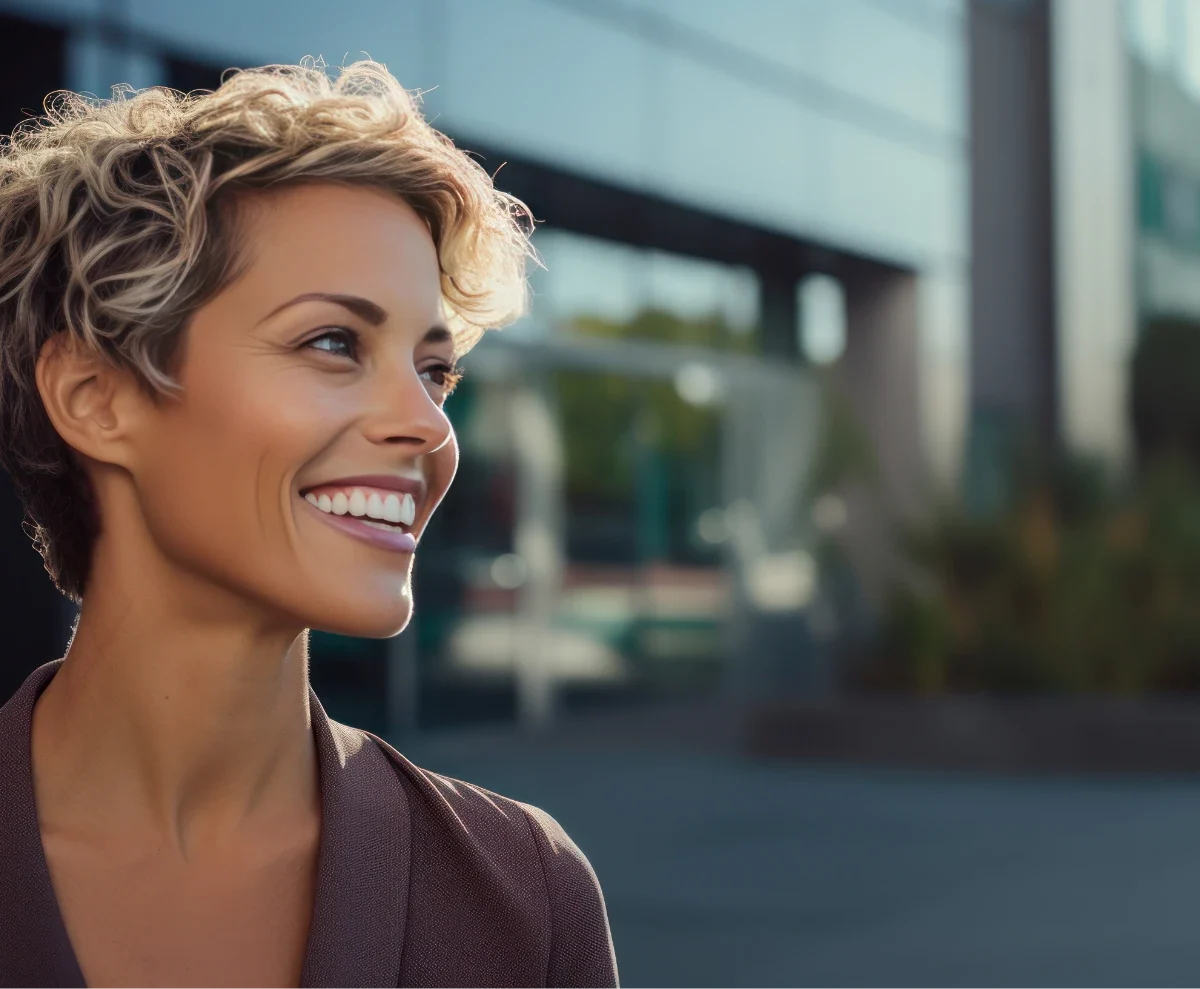 beautiful smiling woman with glowing skin