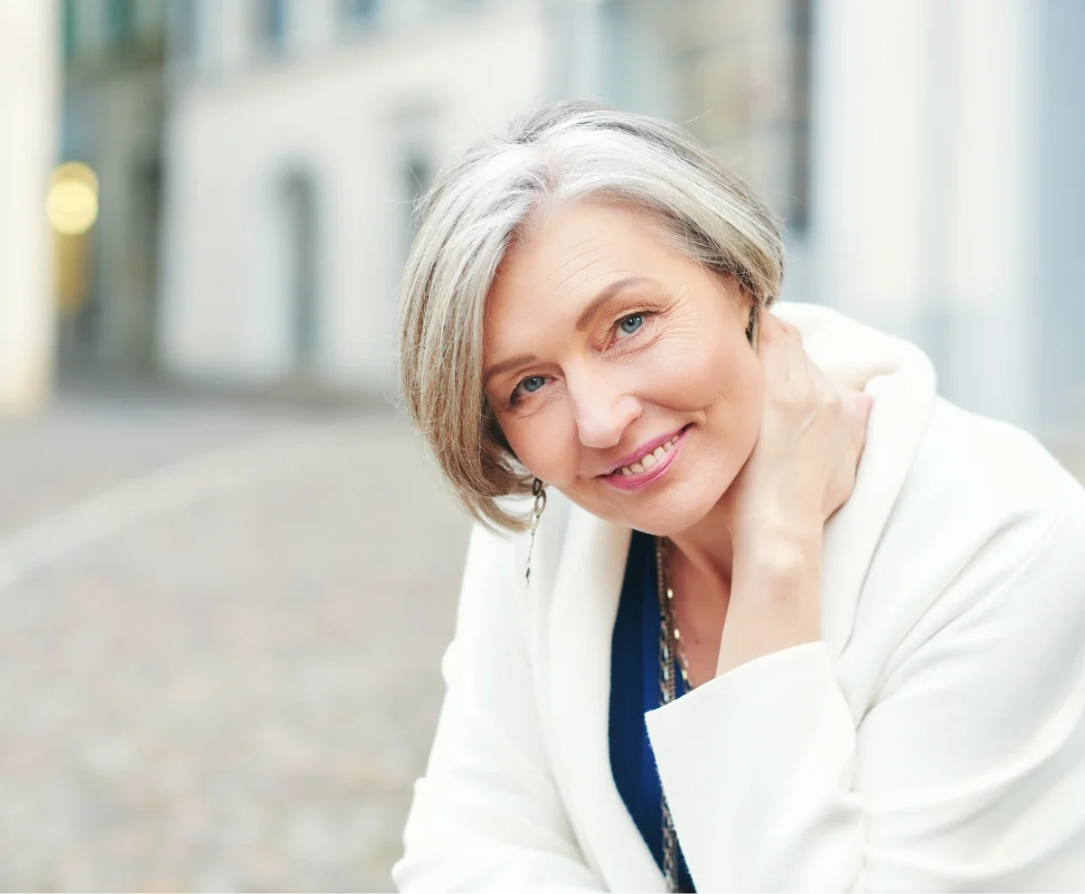 beautiful mature woman with smooth skin