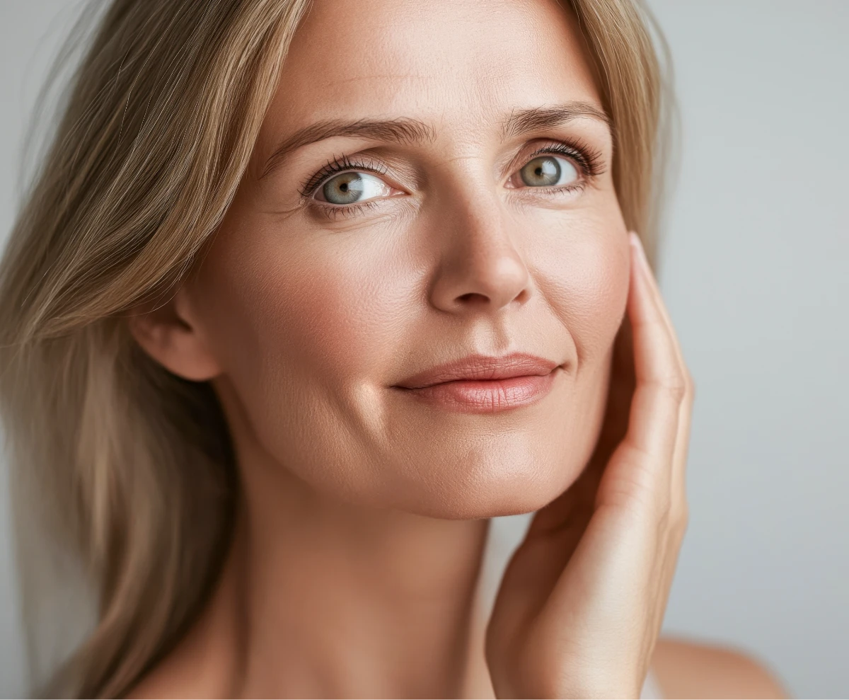 beautiful mature woman with smooth glowing skin