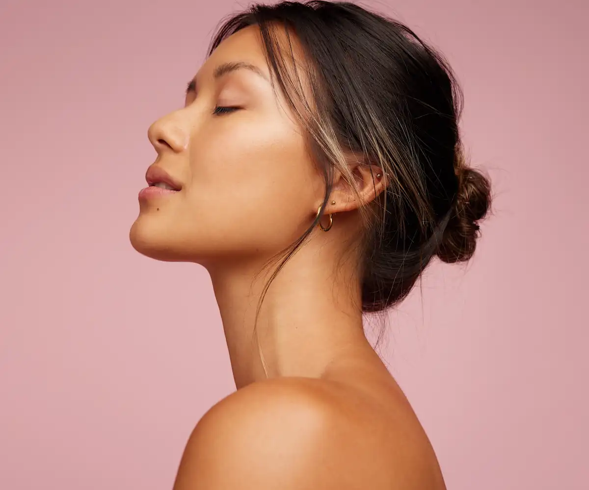womans jawline perfect skin